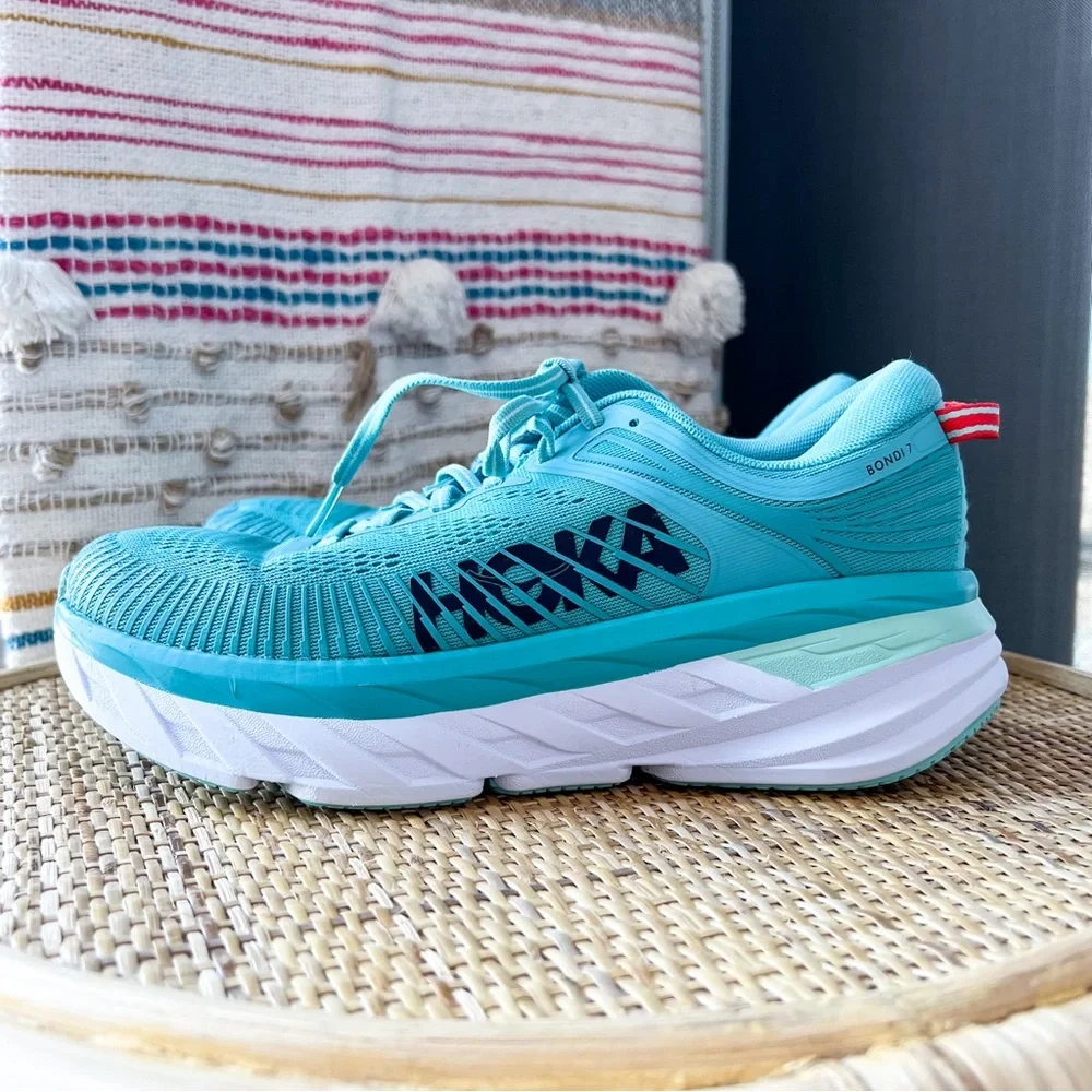 Hoka One One Bondi 7 Aquarelle Eggshell Blue Road-Running Sneakers Size 8.5 - Picture 4 of 8